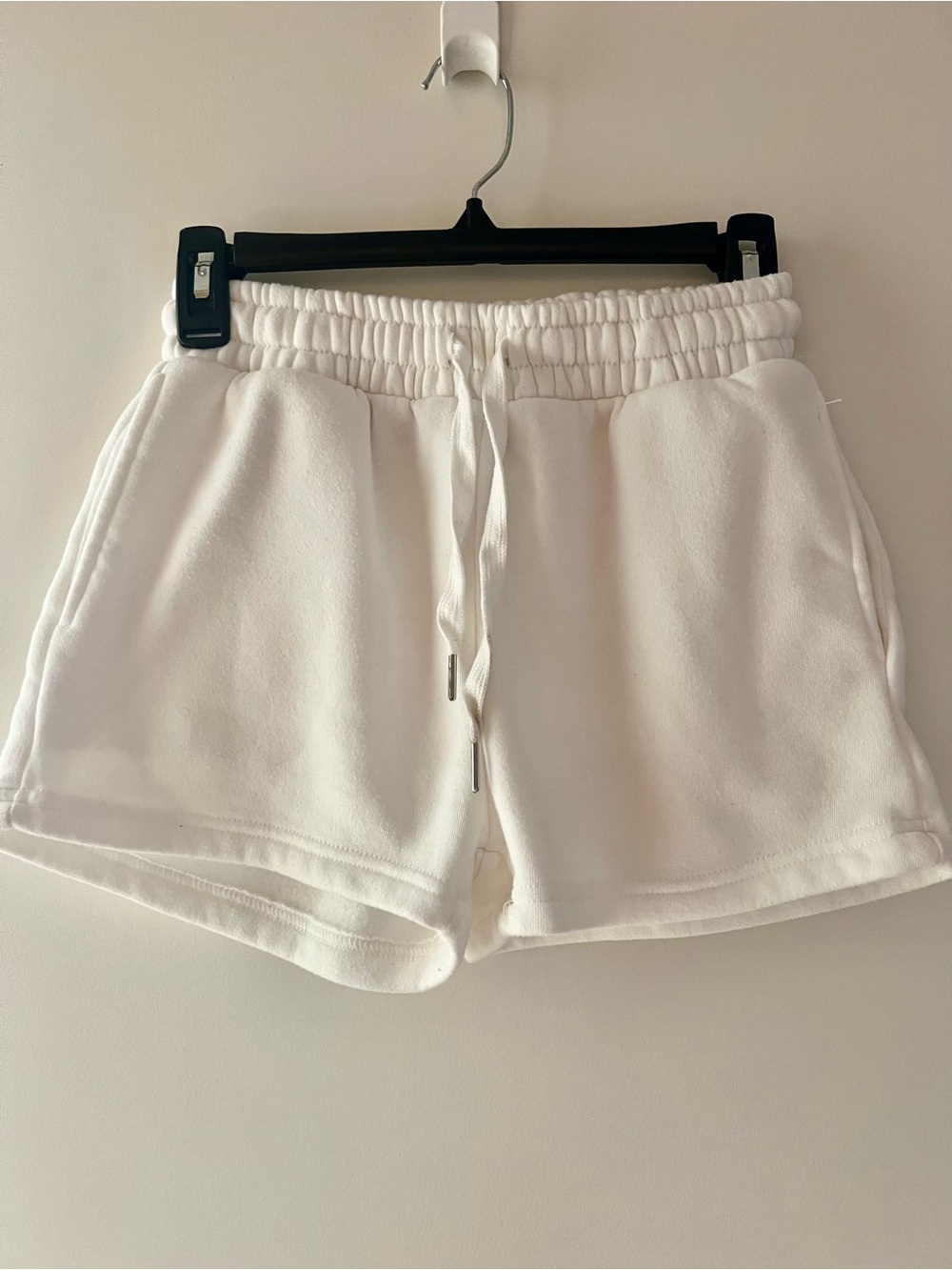 Women's White Elastic-Waist Athletic Lounge Shorts